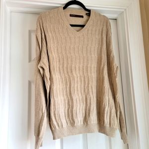 Perry Ellis V-Neck Beige Sweater XL